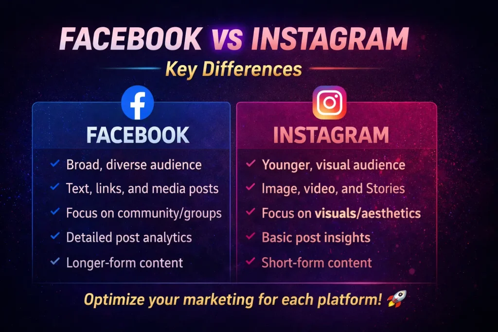 Facebook Vs Instagram differences