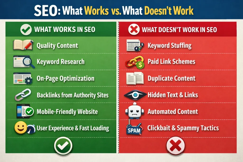 what still work in seo and what doesn't work in seo